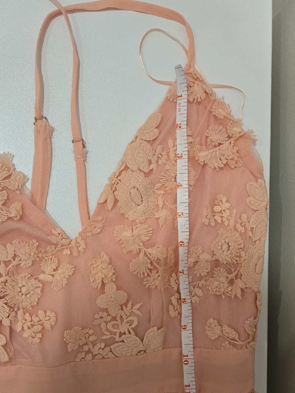 Fashion Nova Peach Floral Lace Wedding Dress **NWOT** - Picture 10 of 14